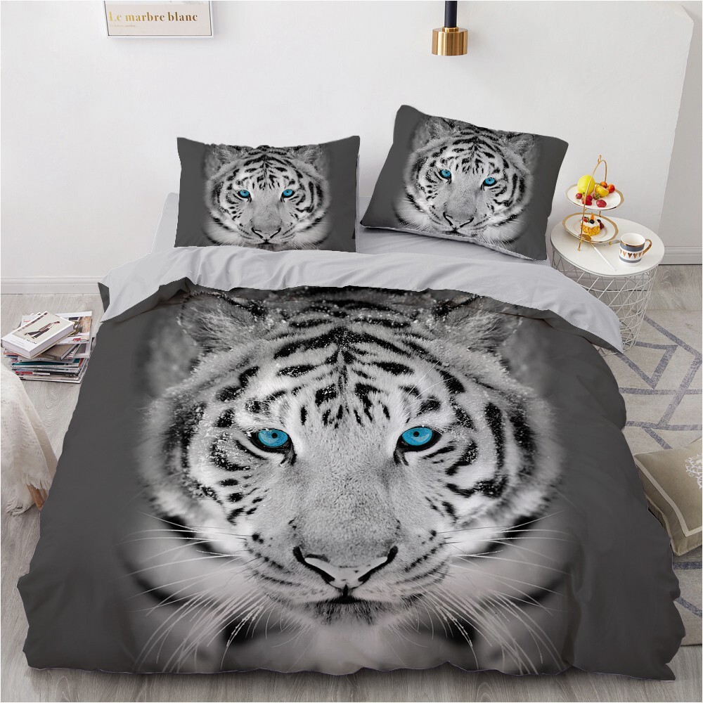 Blue Eyed Tiger Quilt Cover Pillowcase Color Twin Queen Comfort Bedding Set