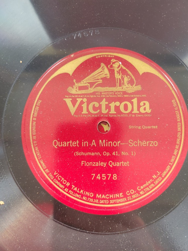 Victrola 74578 Flonzaley Quartet Schumann Quartet in A Minor Scherzo 78 RPM
