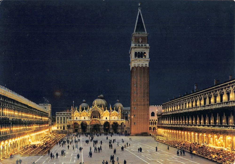 Postcard Place St. Marc Venice at night Venice Italy