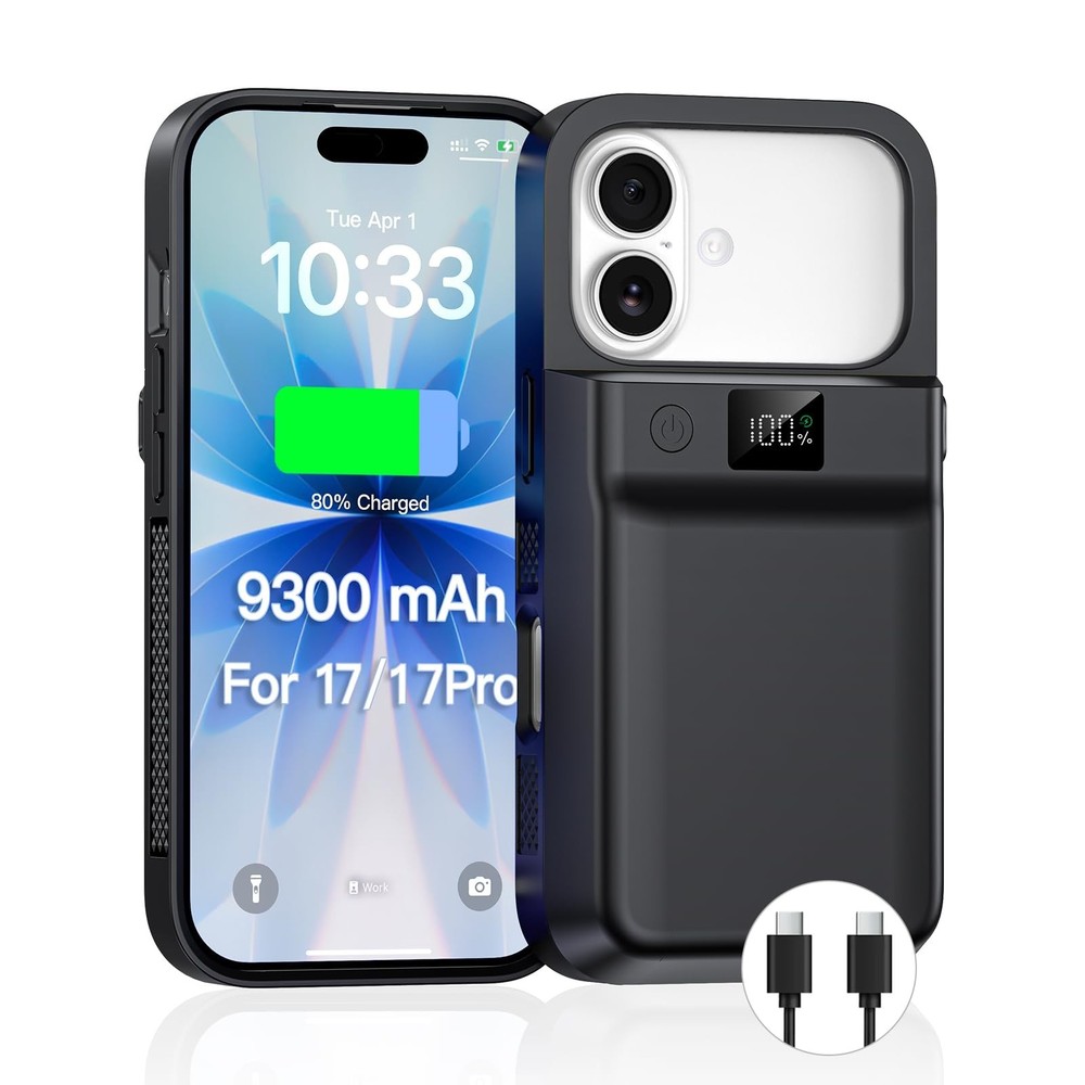NEWDERY 9300mAh Wireless Charging Battery Case for iPhone 17/17 Pro Power Bank