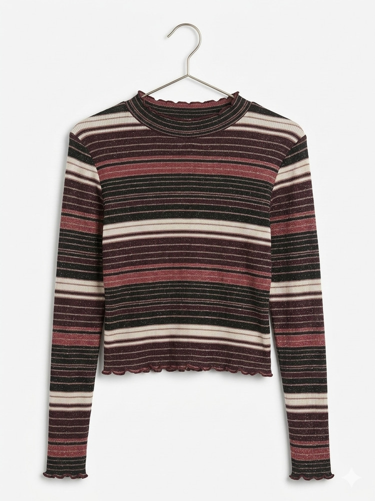 Candies Sz L Y2K 90's Baby Tee Brown Pink Shimmer Retro Soft Grunge Crop Top