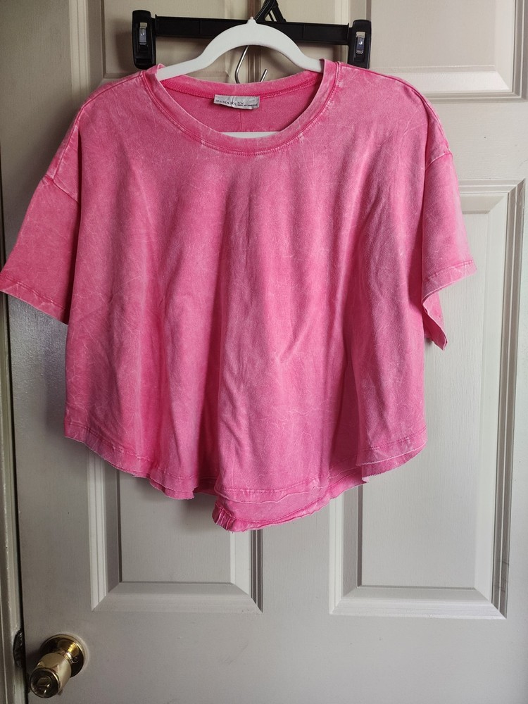 Zenana Women's Acid Wash T-shirt Pink Size L/XL