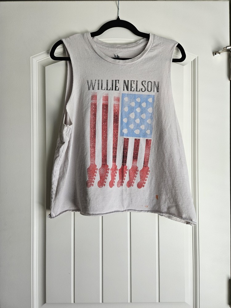 Willie Nelson XL Men's Tee Shirt Distressed Sleeveless Graphic Print By Zion