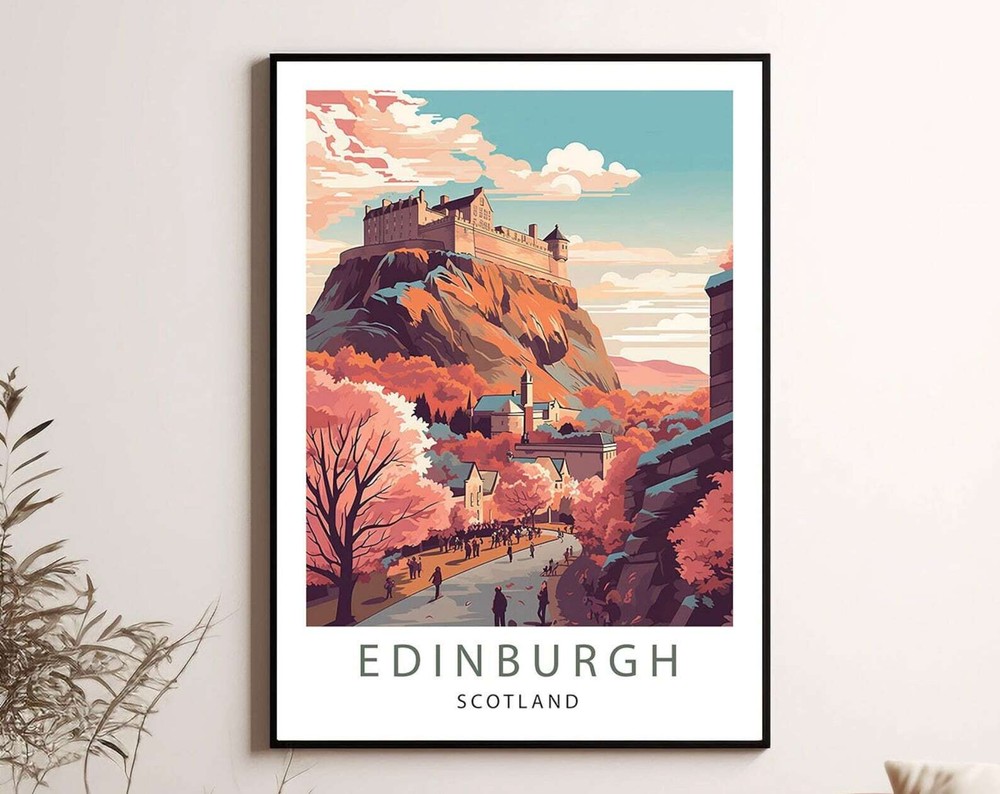 Edinburgh Poster Wall Art Print Scotland Art Edinburg Travel Poster Minimalist