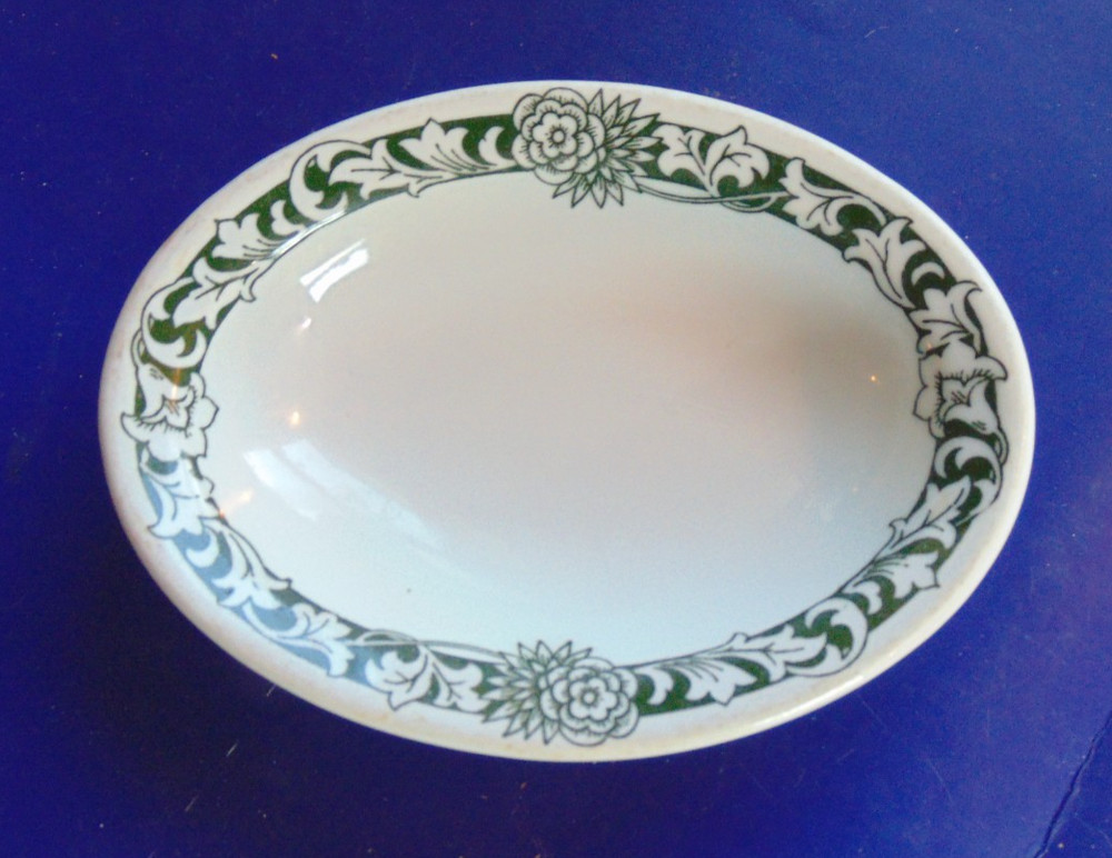 Shenango China Small Oval Side  Dish green Transfer RESTAURANT WARE