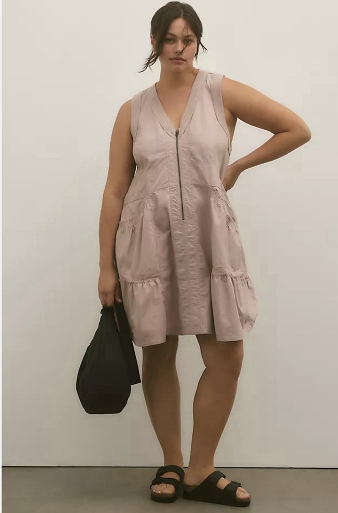 Anthropologie Daily Practice Trek Utility Mini Dress In Muted Rose Sz M