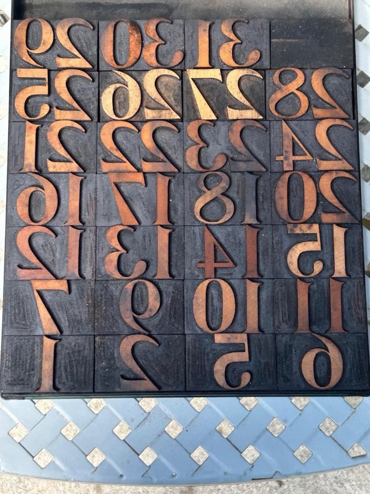 Letterpress Wood Type Calendar Numbers NOT Complete Missing 3 4 8 19