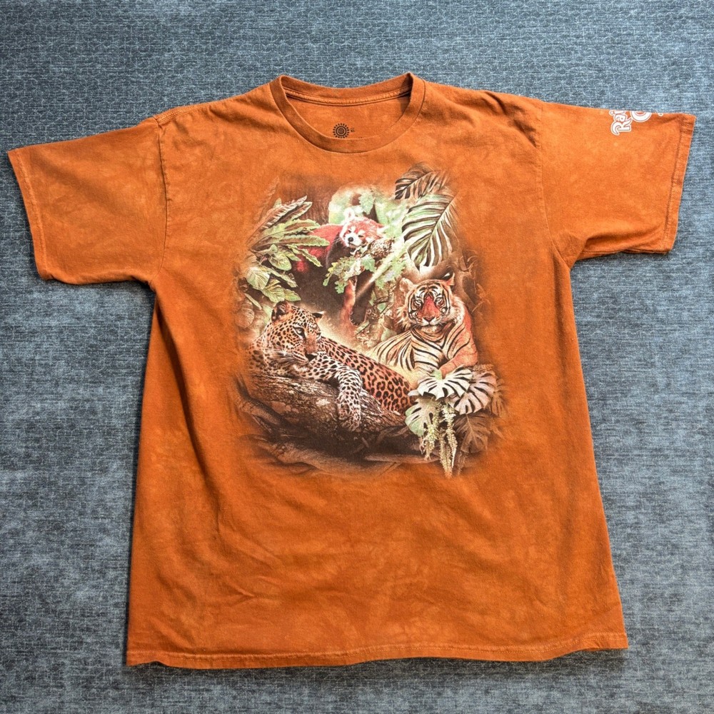 The Mountain Rainforest Cafe Orlando Orange Graphic Shirt Mens XL Tiger Leopard