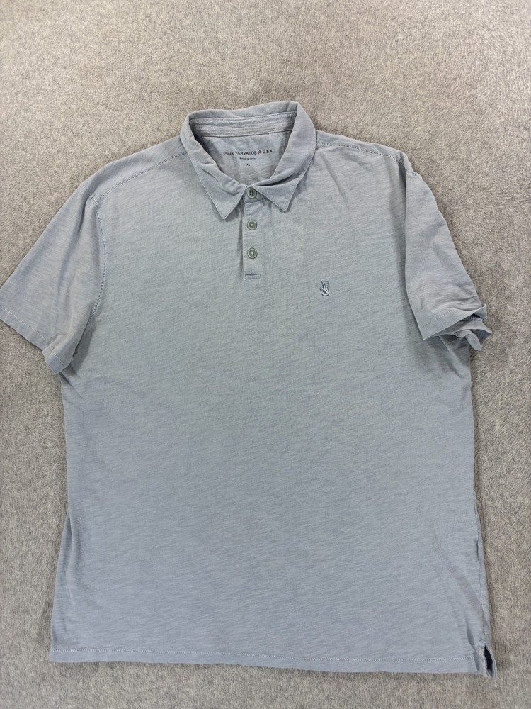 John Varvatos USA PEACE SIGN Short Sleeve Polo Shirt (Men's XL) Blue