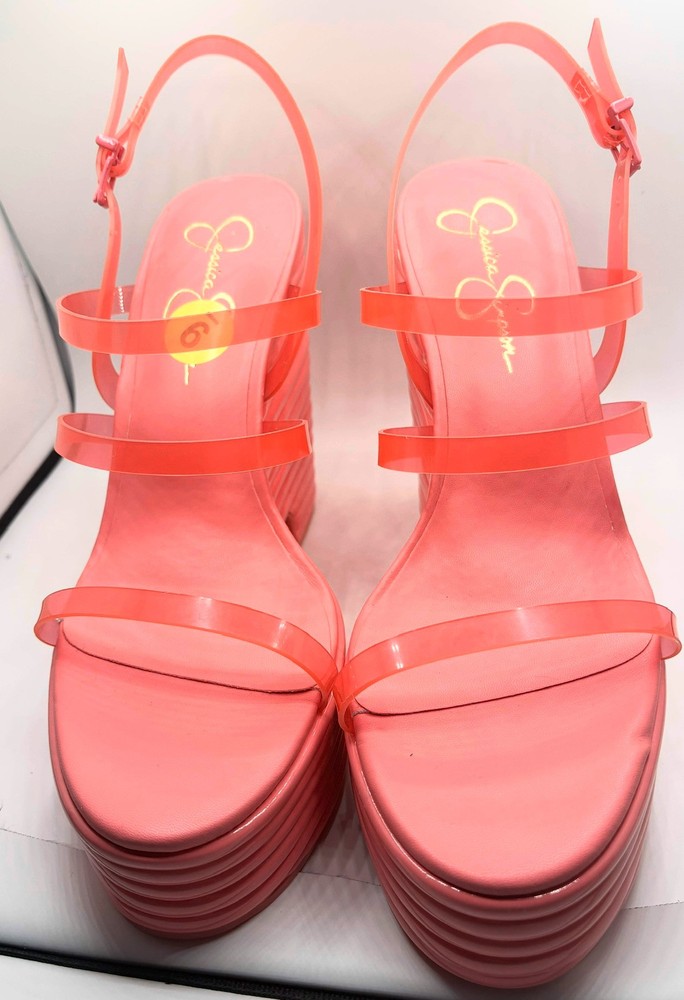 Jessica Simpson Cholena Pink Platform Heel Wedge Sandals Women Size 9 NWOB