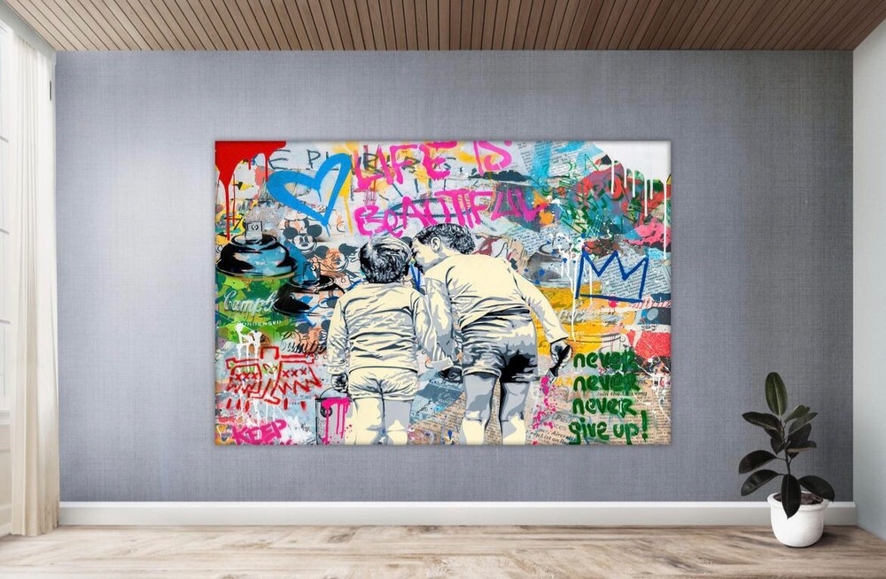 life is beautiful Graffiti canvas street Art Pop Art Wall Art home decor