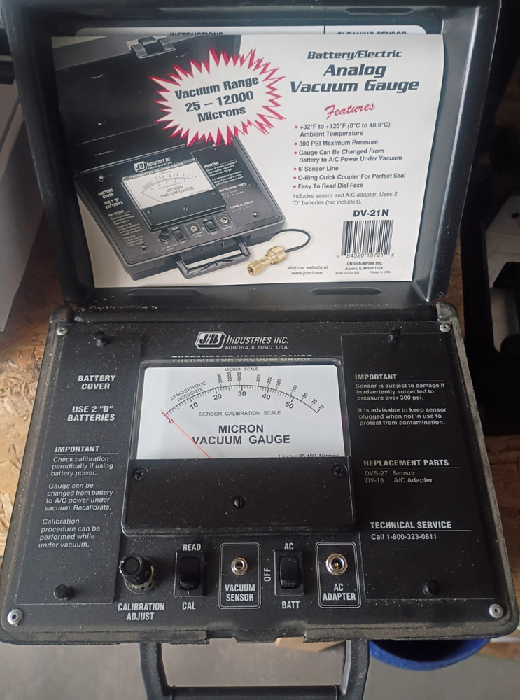 JB Industries DV-21N Analog Micron Vacuum Gauge - Vacuum Purpose, Black