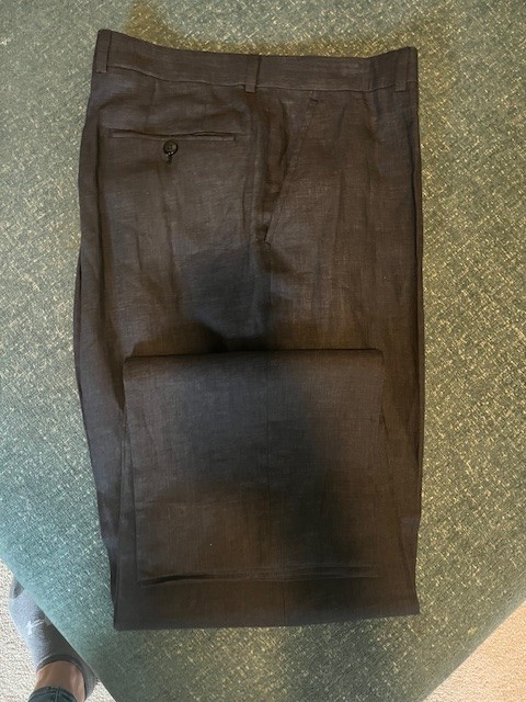 mens pants- navy linen 36x32