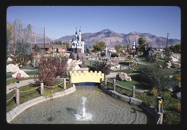 Photo:Ogden Utah 1991 Mulligans Golf and Games Mini Golf Castle Fountain