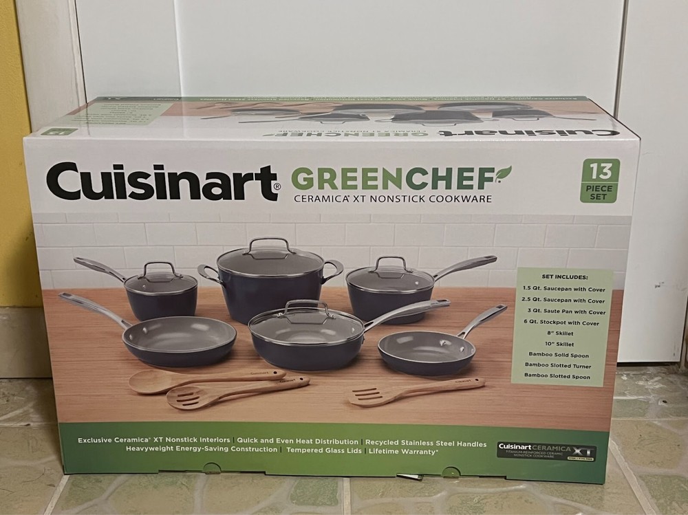 13 Piece Nonstick Cookware Set by Cuisinart GreenChef Ceramica XT Blue, 53G-13NV