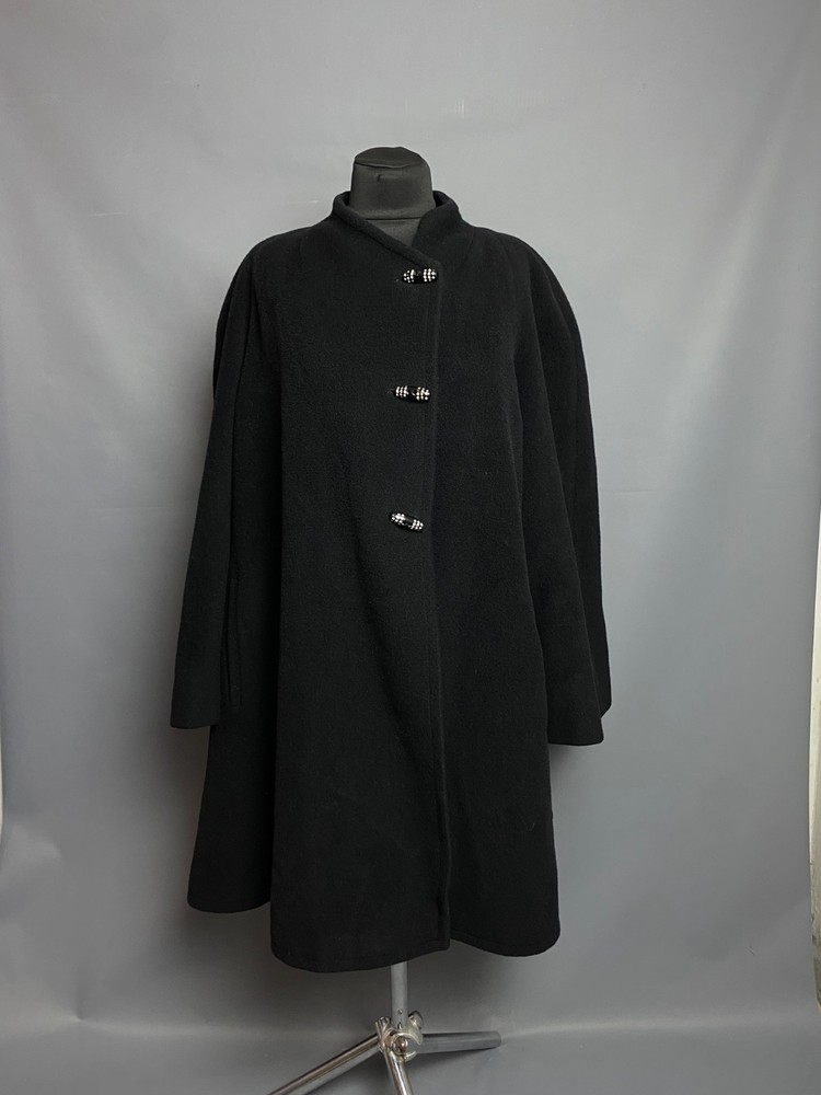 Vintage Valentino Miss V Oversized Wool Coat in Black Fits US 8-12 M-L Heavyweight