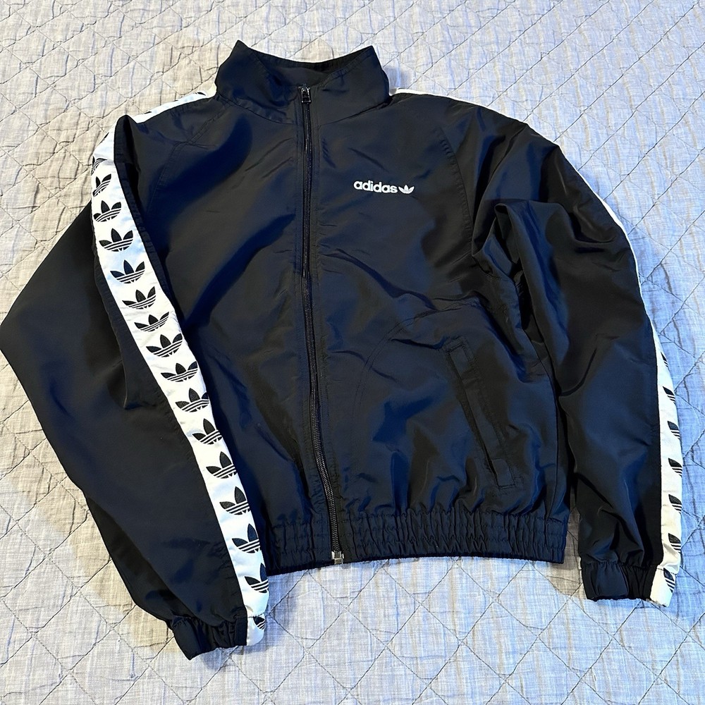 Adidas Originals Black TNT Tape Windbreaker Men's S Track Jacket Taped Trefoil