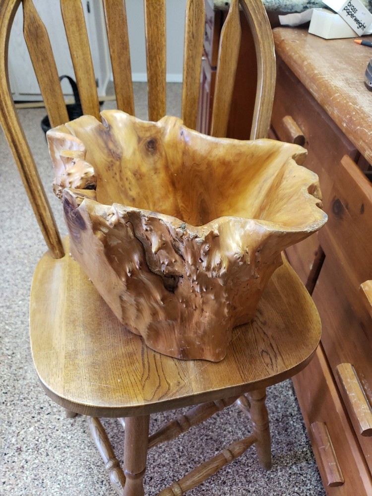 Unique Wood Buryl Bowl Carving. 9.5