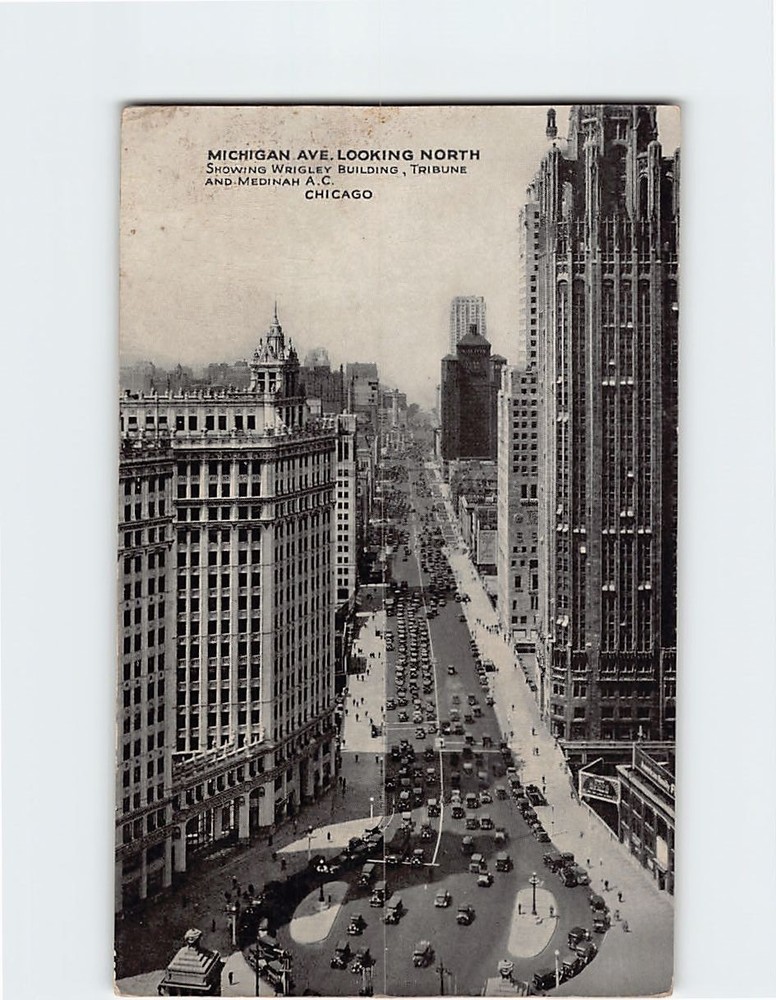 Postcard Michigan Avenue Looking North Chicago Illinois