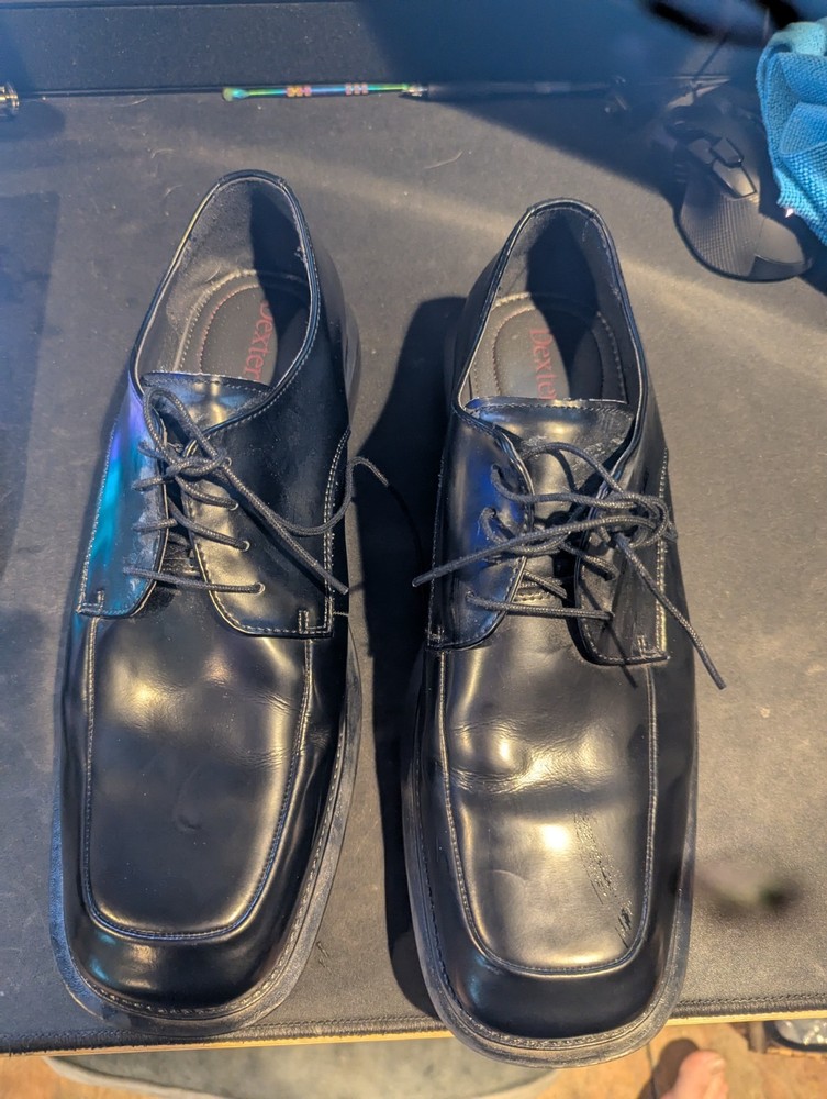 Dexter Shoes Mens 12 Comfort Leather Black Crosby Oxford Square Toe Lace Dress