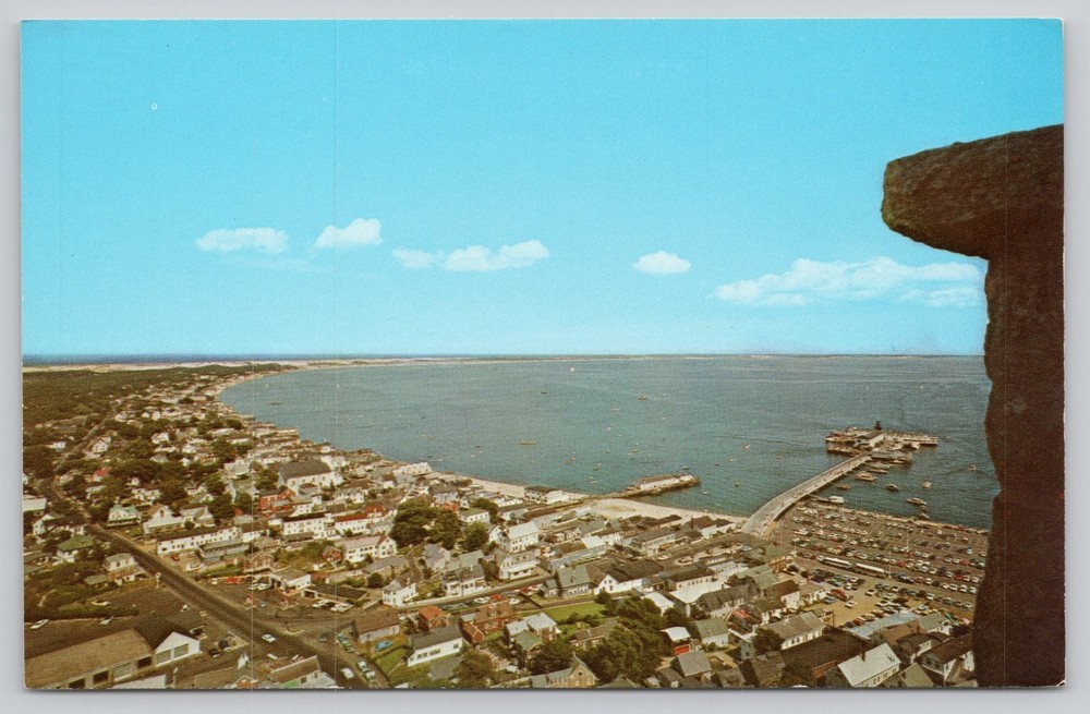 Provincetown Cape Cod MA Aerial View Museum Tower Vintage Postcard J. Lazarus