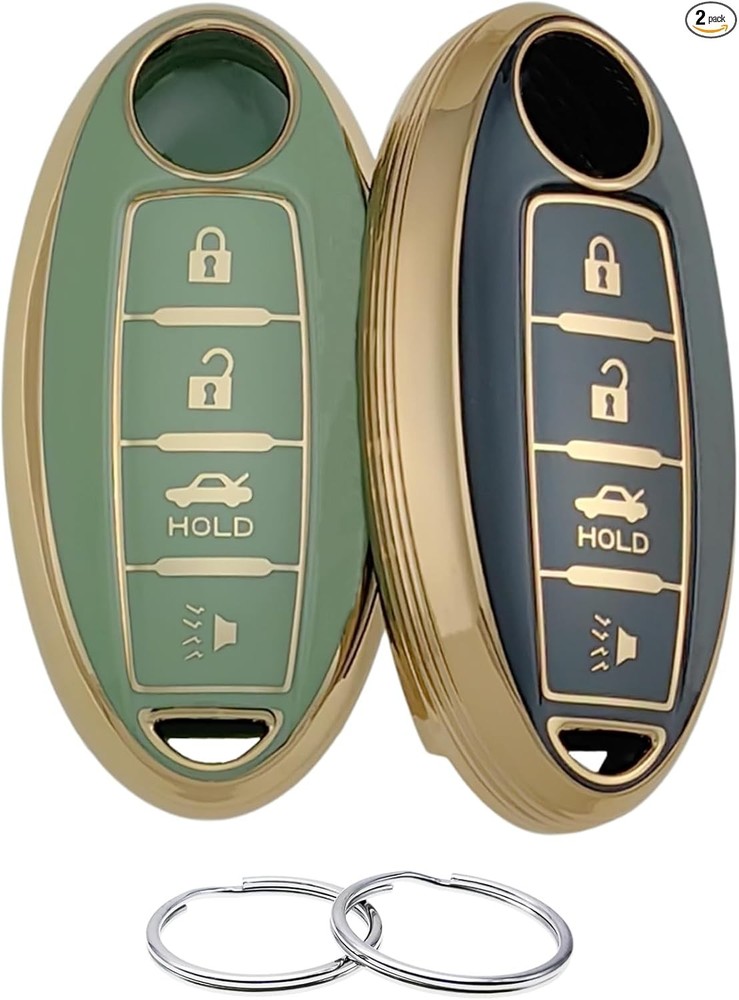 Key Fob Cover Compatible with 2007-2019 350Z 370Z Altima Ar Model: Black/Green