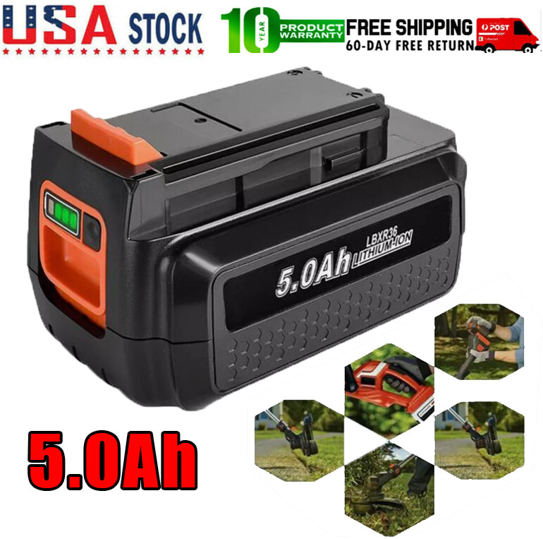 40V 5.0Ah Replacement Battery Compatible with Black & Decker LBX2040 LBXR36 LBXR2036 LBX1540