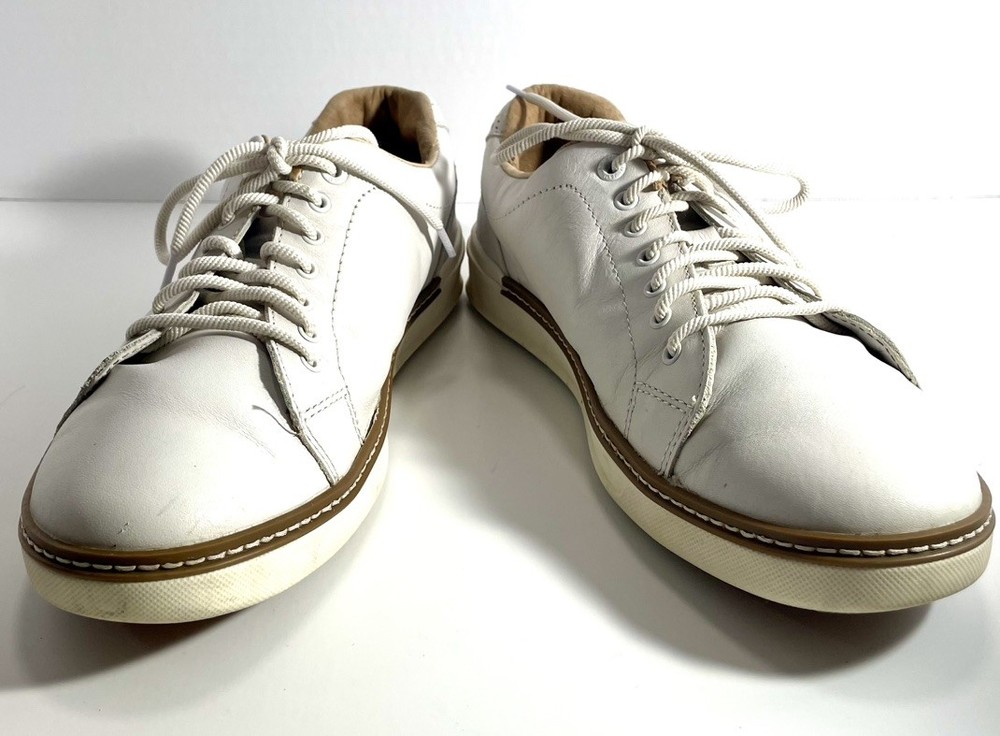258458 Pf50 Banks Mens Shoe 8 1/2 M White Leather Golf Shoe By Johnston & Murphy