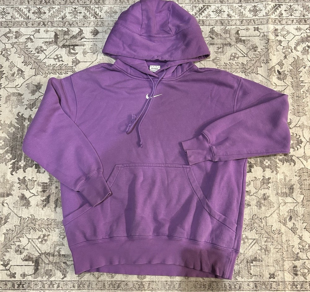Nike Hoodie Womens Medium Purple Center Swoosh Hooded Pullover Sweatshirt