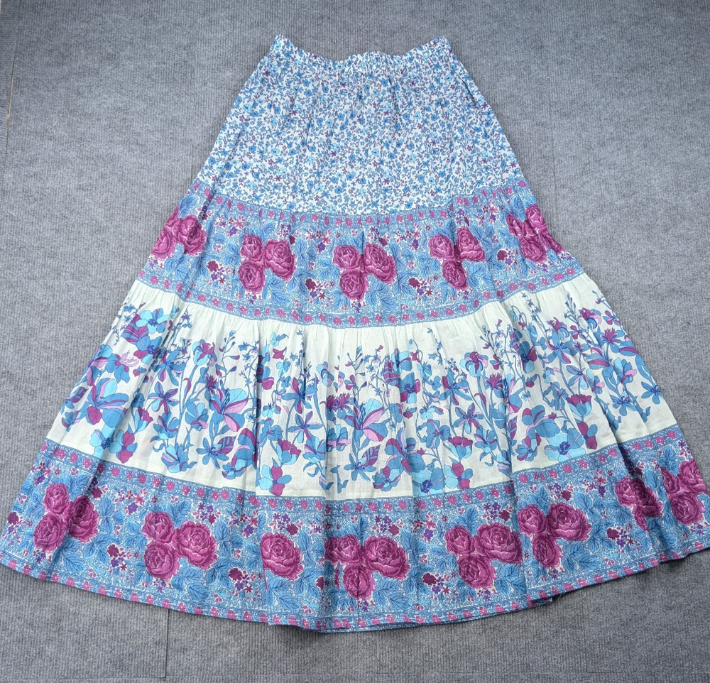 Spell And The Gypsy Maxi Skirt Women Medium Organic Cotton Tiered Cottage Floral