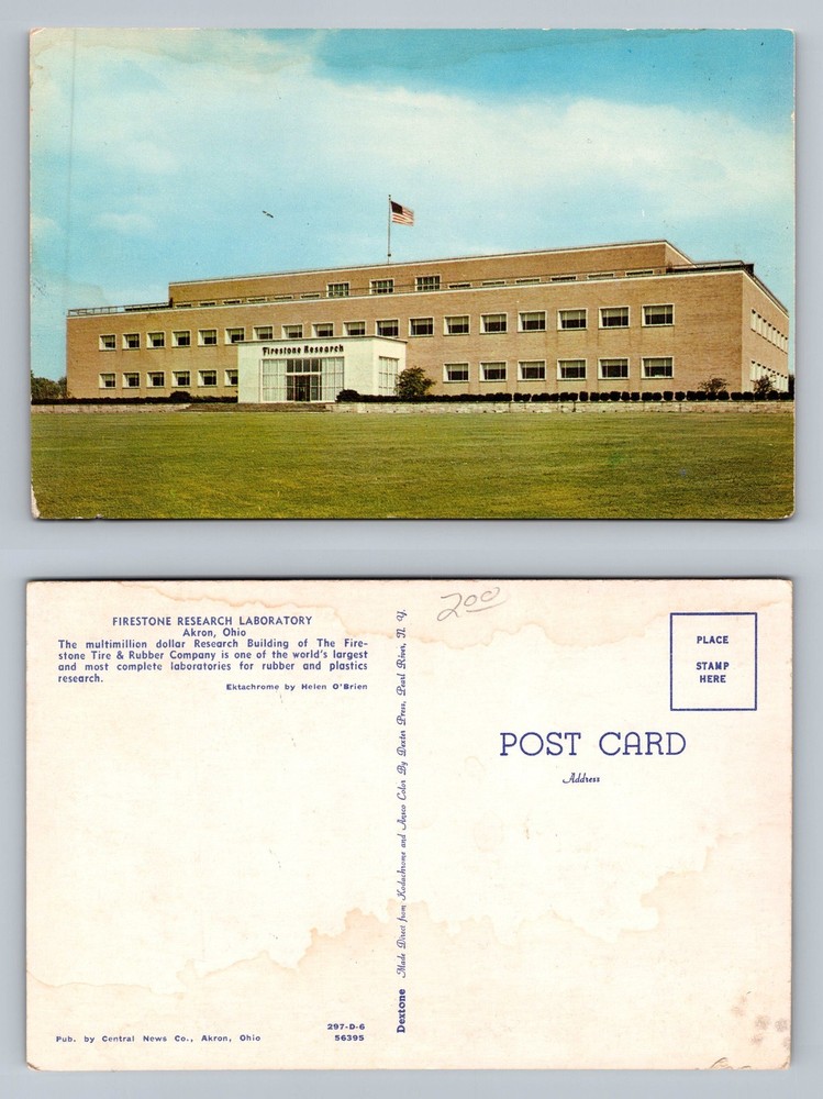 Akron, OH-Ohio, Firestone Research Building View PC Standard Vintage Postcard