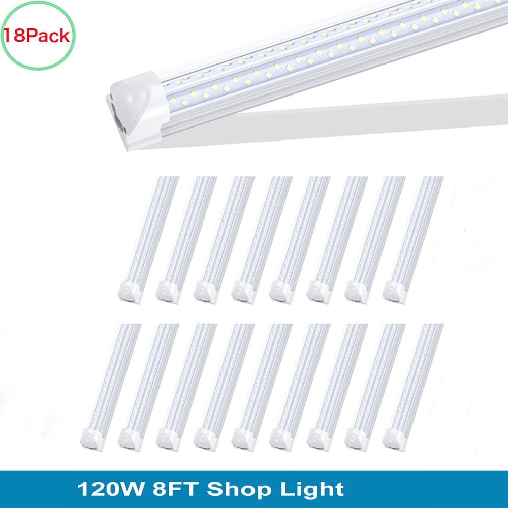 18Pack 8 Foot Led Shop Lights 120W 8FT T8 Integration Led Tube Light 8' Fixture