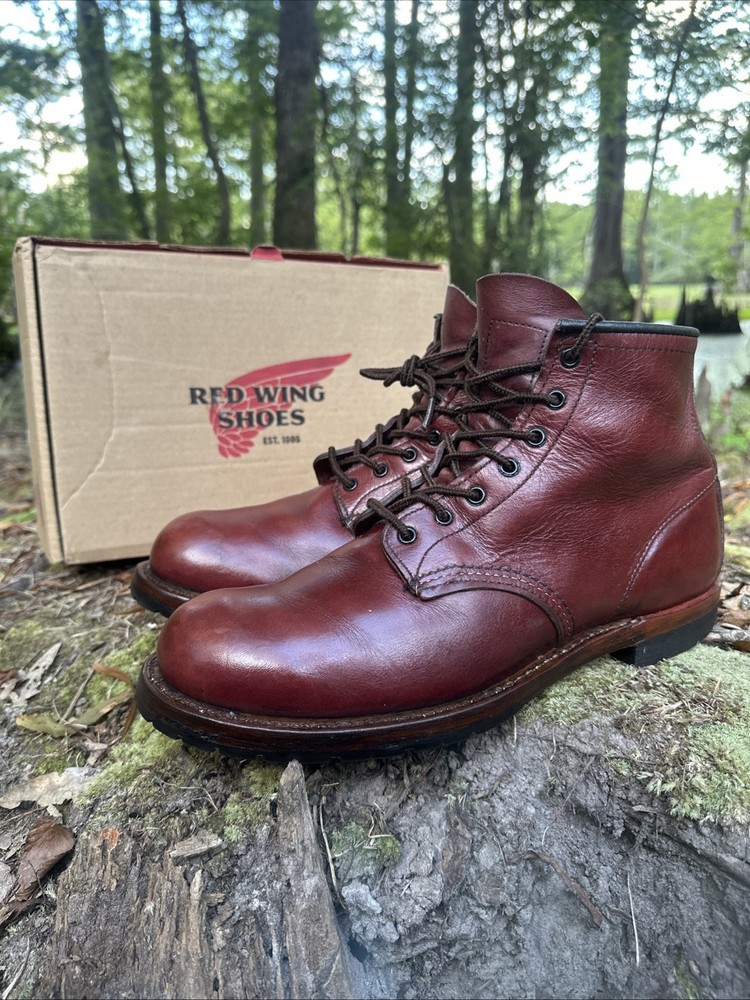 Red Wing Mens Black Cherry Leather Work Boots Size 10