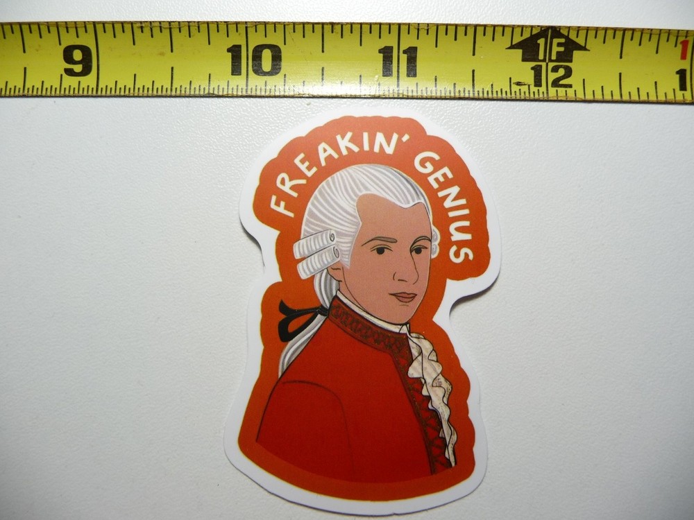 Wolfgang Amadeus Mozart Genius Funny Parody Decal Sticker