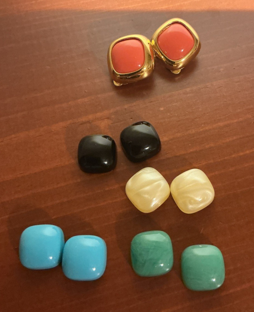 Joan Rivers Yellow Gold Plate Interchangeable Lucite Clip On Earrings