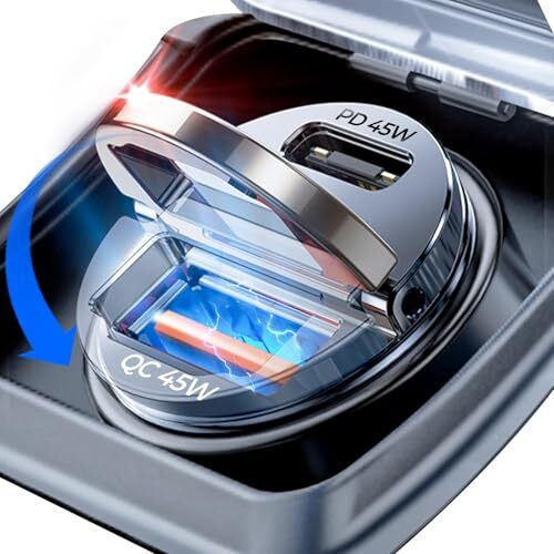 90W USB C Fast Car Charger Smallest Metal Design in Black