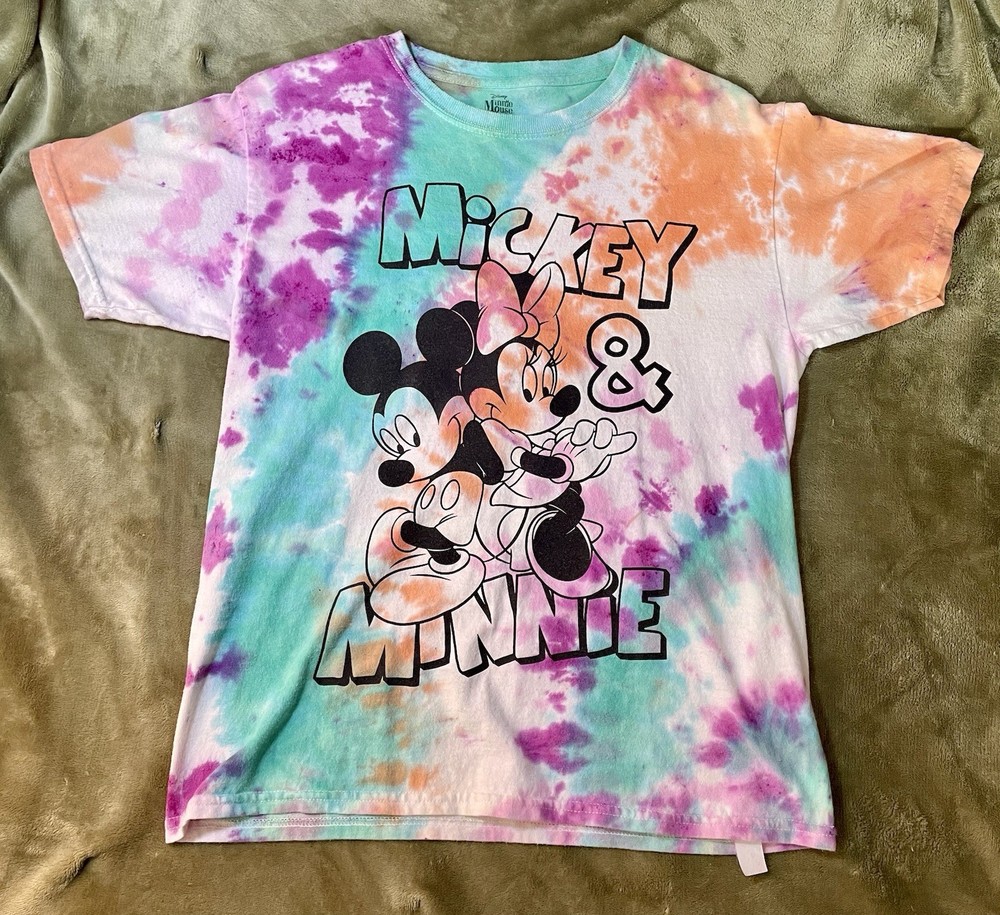 Vintage Mickey and Minnie Tie Dye T-Shirt | Size Large | Disney