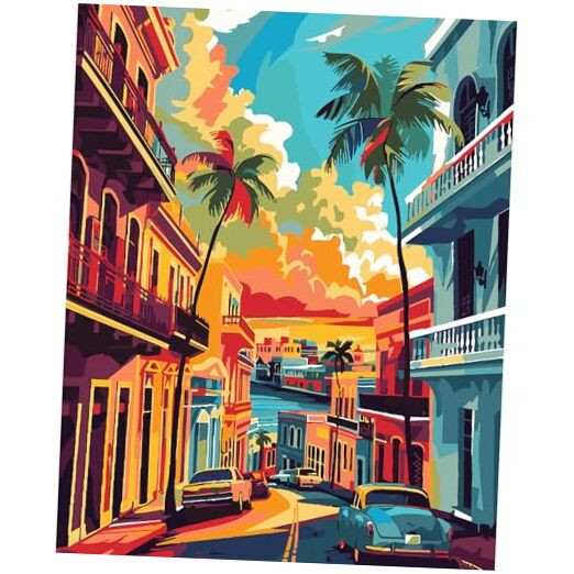 Street Paint by Numbers Kit for Adults - Landscape Art Project DIY