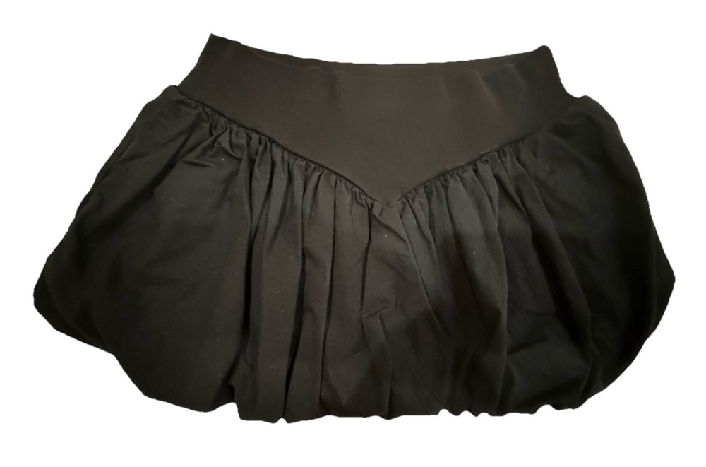 Forever 21 Black Bubble Skirt Mini Ruched Y2K Elastic Waist Size L