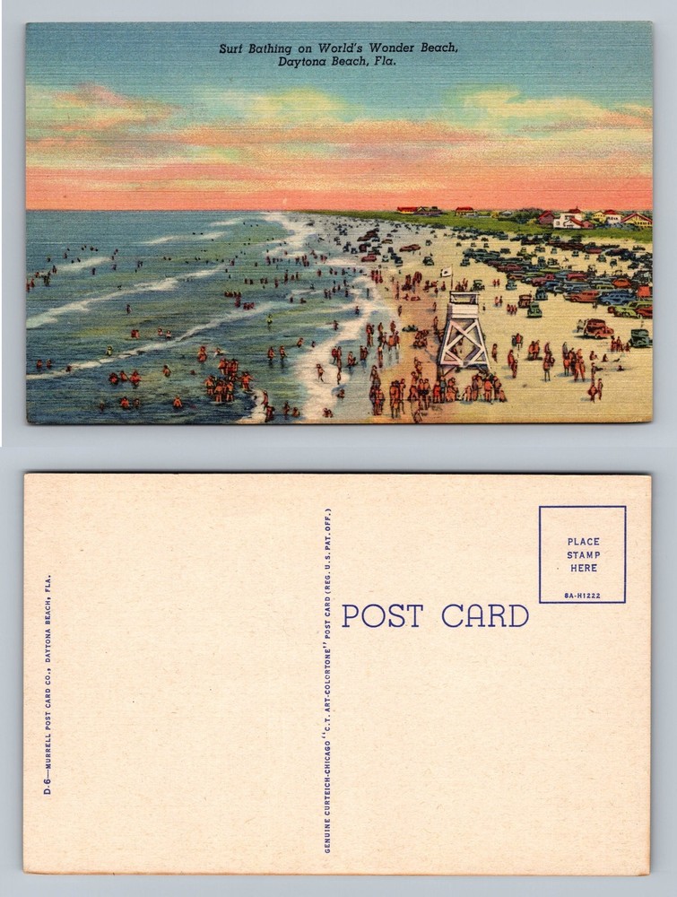 Daytona Beach, FL-Florida, Surf Bathing Wonder Beach View, Vintage Postcard