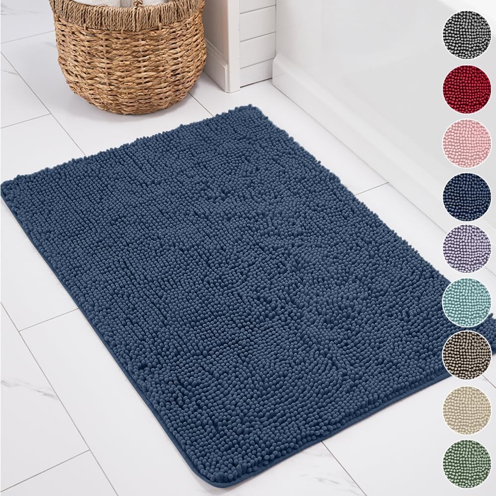Soft Absorbent Navy Chenille Bath Rug 1.5x2 Feet by Kangaroo
