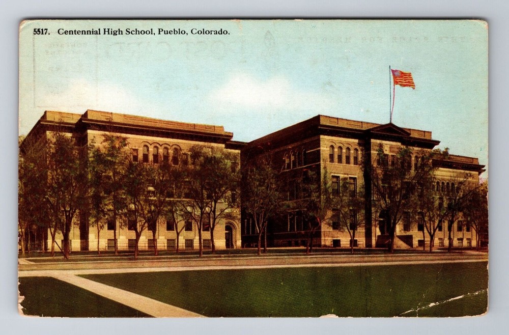 Pueblo CO-Colorado, Centennial High School, Antique, Vintage Souvenir Postcard