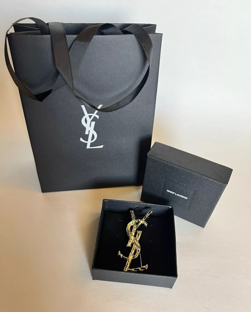 YSL - Yves Saint Laurent - Large  Crocodile Logo Brooch - European GWP Pin