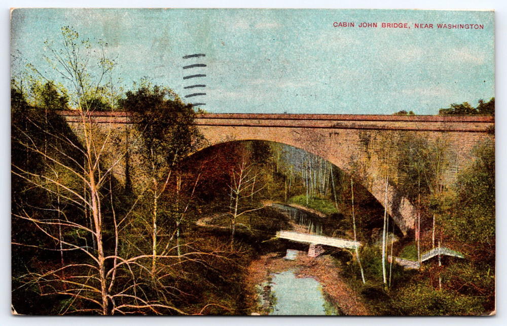 Vintage Old Antique Postcard Cabin John Union Arch Bridge Maryland Usa 1910