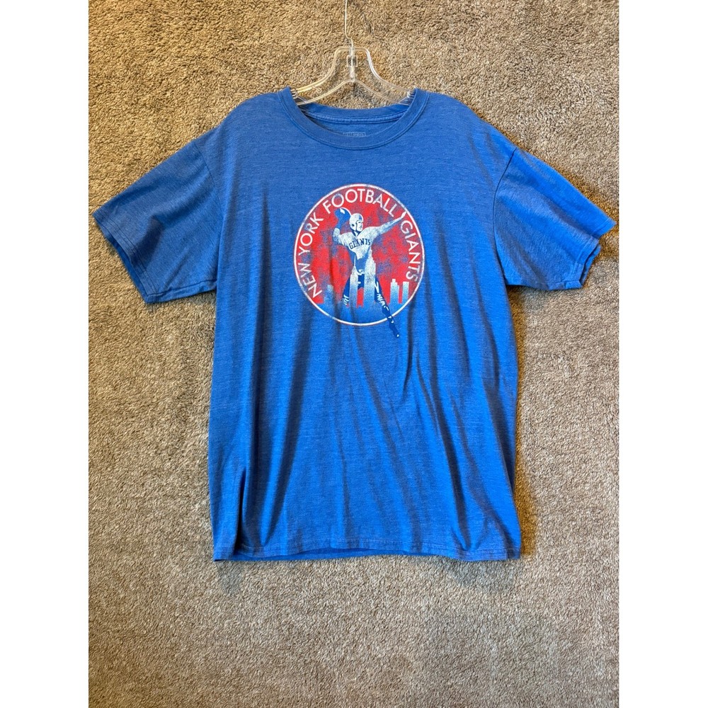 Fanatics Pro Line New York Giants Mens Large Blue Graphic T-Shirt Retro NFL Tee