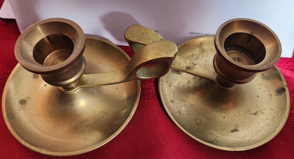 vintage brass candlestick holders set