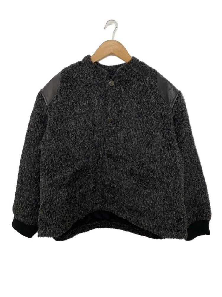 Urig Leather Alpaca Jacket in Black with Switching Detail Um-Otls12Ex-233 173