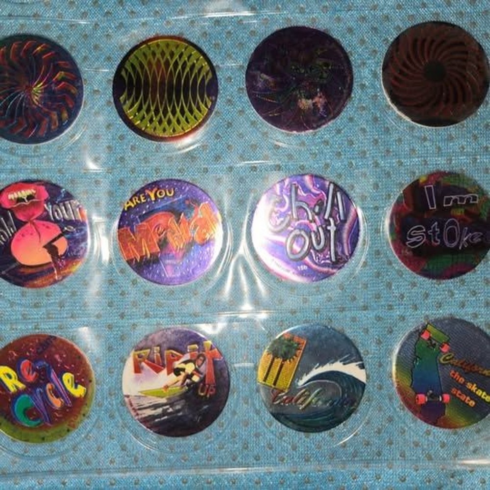 1990s Vintage Lot of 12 Holographic Pogs Milk Caps Lot