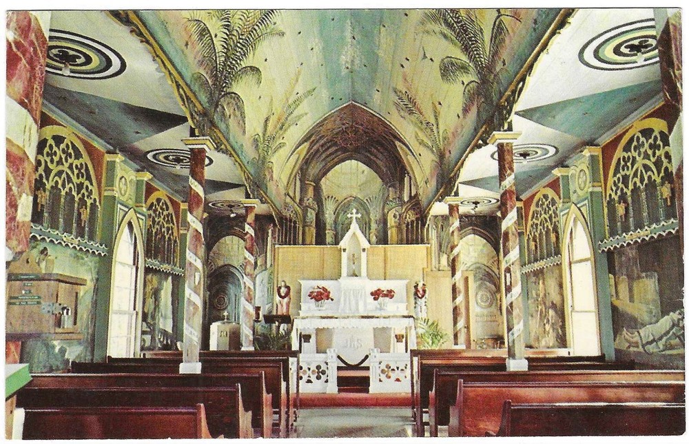 Vintage Hawaii Chrome Postcard St Benedicts Catholic Church Honaunau Kona