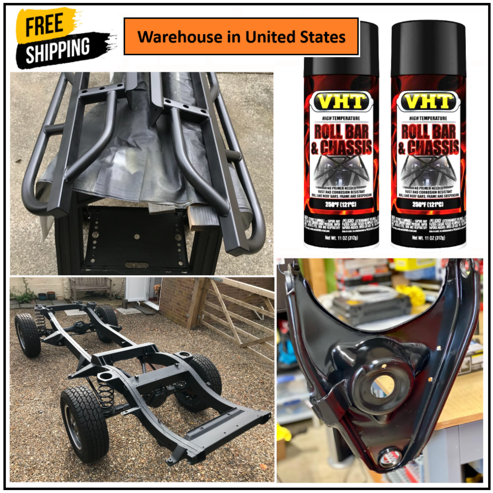 Satin Black Frame Chassis Spray Paint, Hard Surfaces Rust Salt Resistant Coating